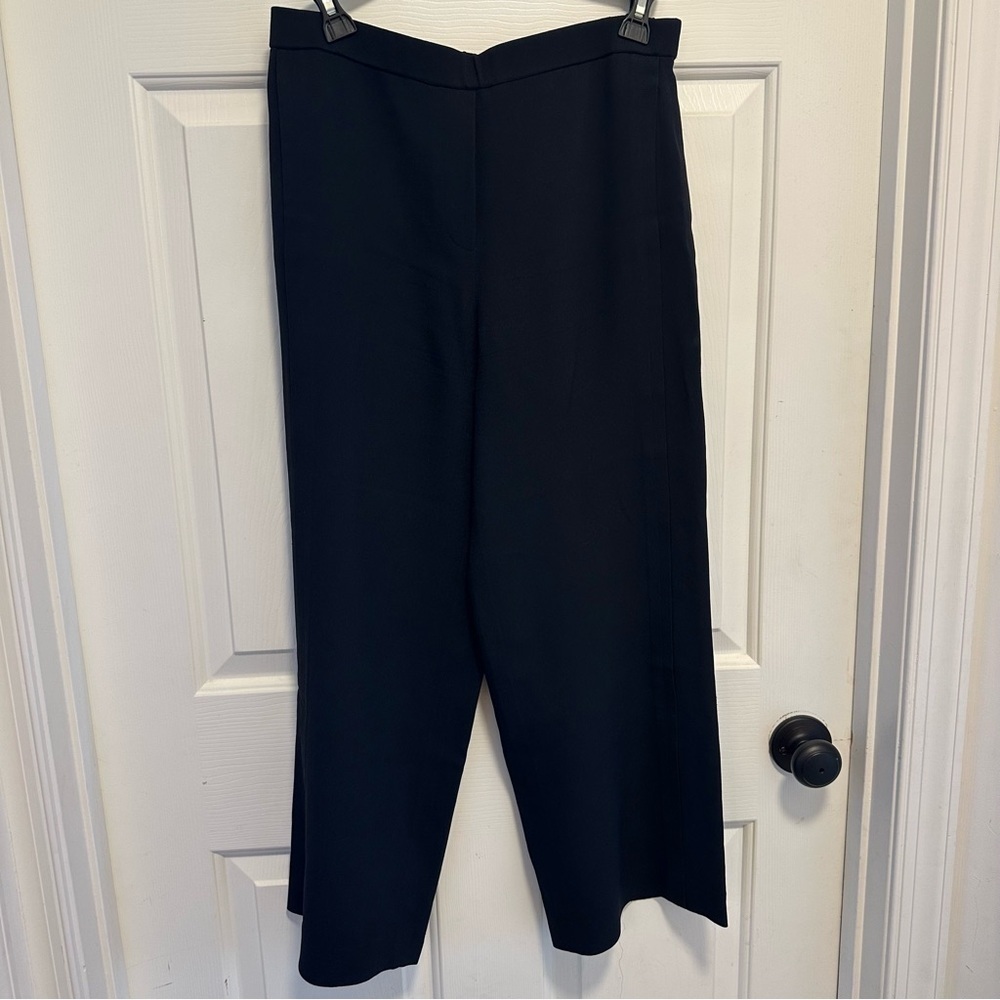 Theory Forward Seam Wide Leg Crop Black Pants Eco Rosina Crepe Size 6